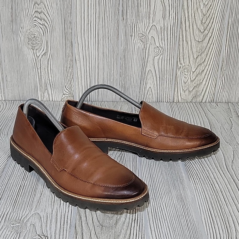 Ecco Incise Tailored Moc Toe Loafers, Brown Leather, Women's 10-10.5